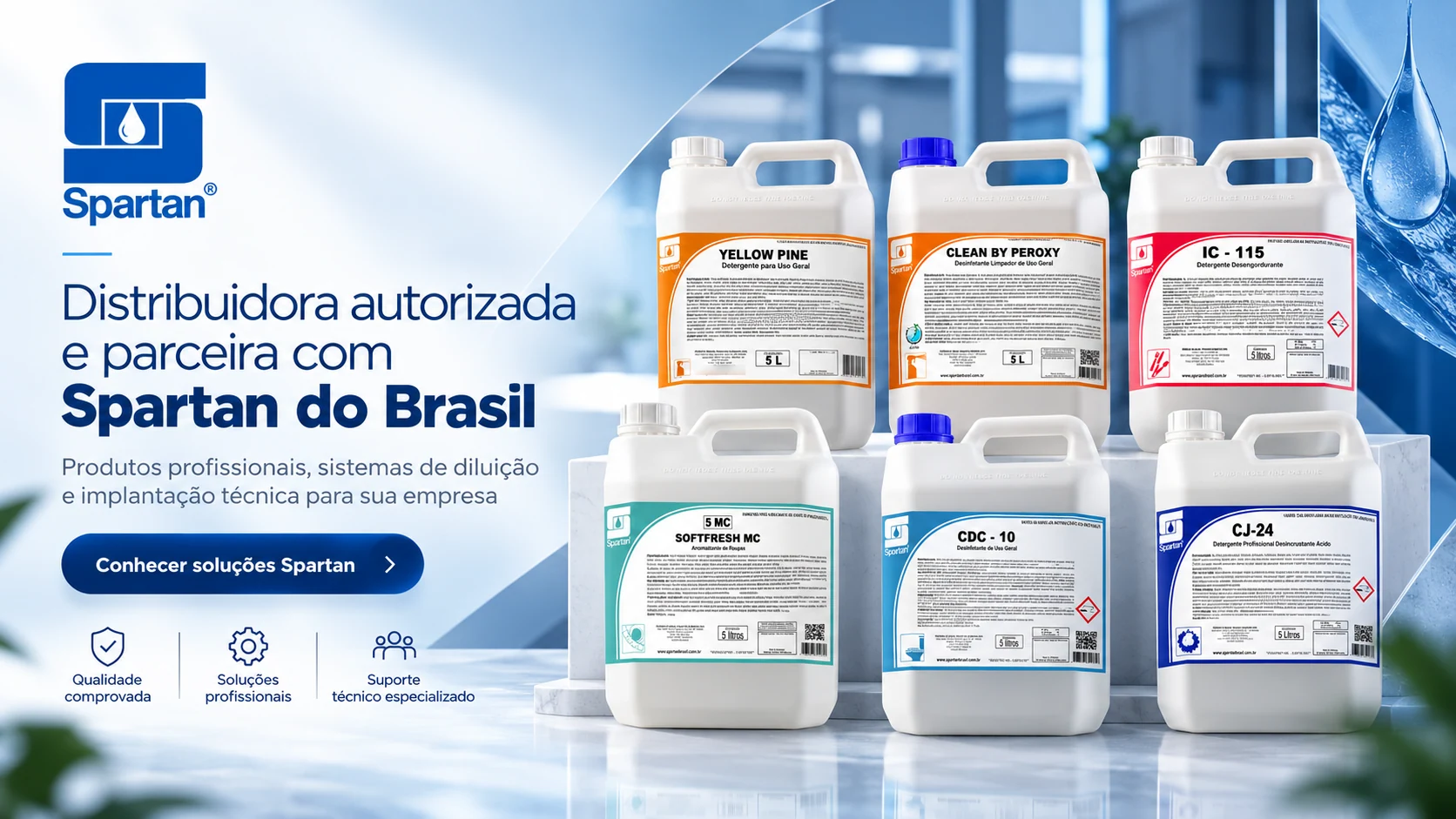 Spartan do Brasil: produtos profissionais Yellow Pine, Clean By Peroxy, IC-115, Softfresh MC, CDC-10 e CJ-24
